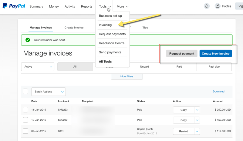 paypal invoice tax